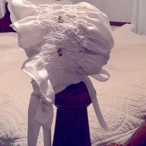 Vintage handmade smocked bonnet